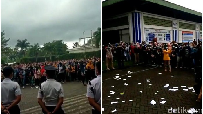 Bukan Soal Omnibus Law, Ribuan Buruh Pabrik Sepatu di Sukabumi Demo PHK