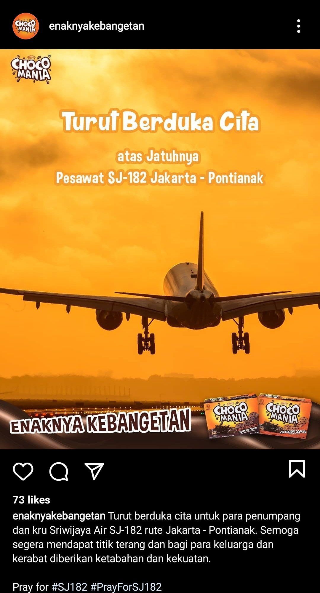 Ucapan Duka Sriwijaya Air SJ 182 Dikecam Gegara Tagline 'Enaknya Kebangetan'