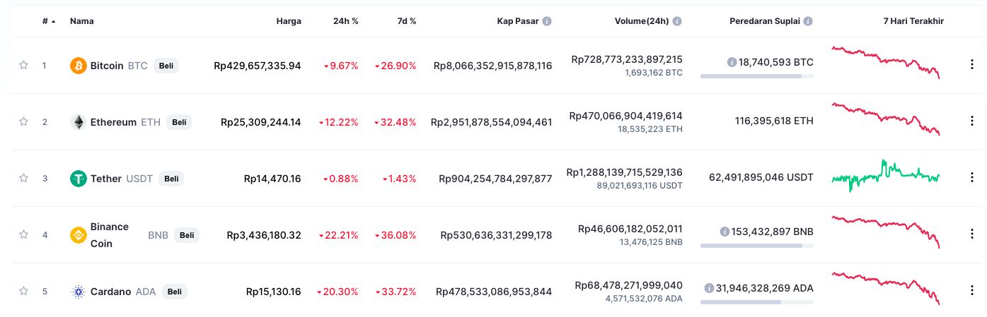  Deretan 10 Kripto Ini Nyungsep, Duit Rp 4.200 T pun 'Hangus'!