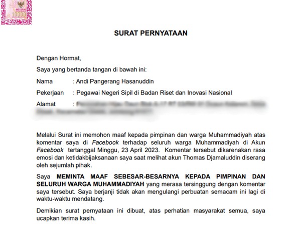 Peneliti BRIN yang Ancam 'Halalkan Darah Muhammadiyah' Minta Maaf
