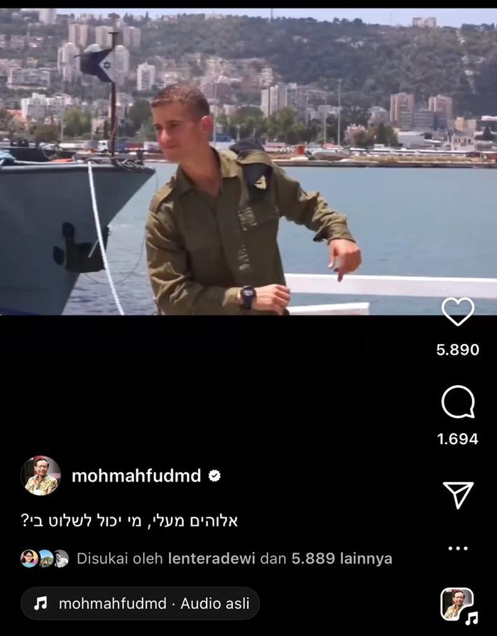 Akun IG Mahfud Md Posting Konten Tentara Israel, Netizen Bingung