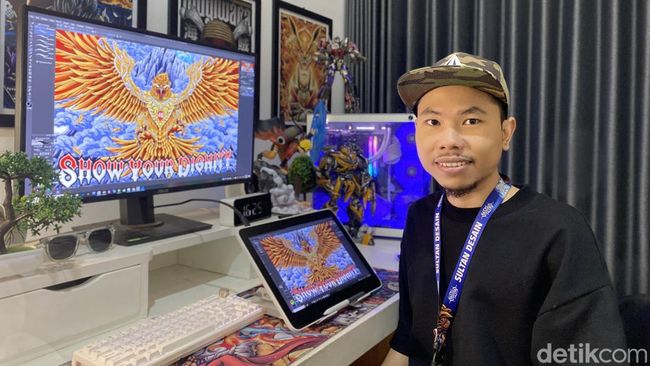 Sukses Bikin 'Garuda Raksasa' Aru Ilustrator Asal Bantul Dilirik Klub Qatar