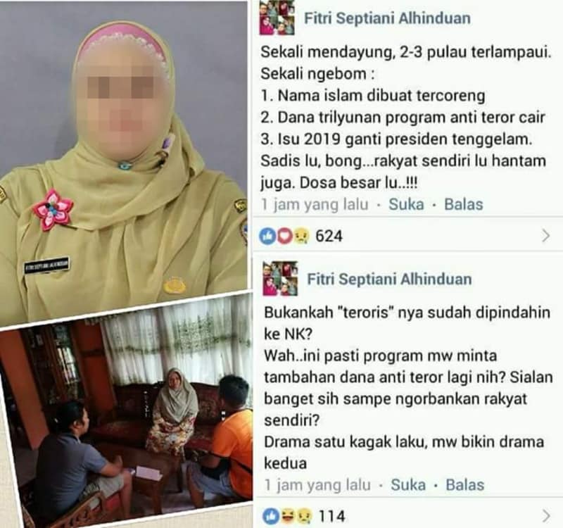 Nasib Fitri Setelah Menulis Status di FB Ragukan Bom di Surabaya