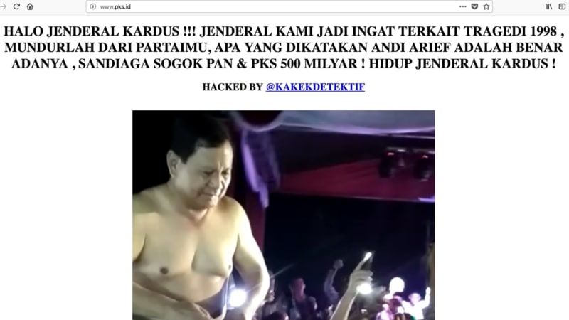 Situs PKS Diretas, Tampilkan Foto Prabowo dan 'Jenderal Kardus'