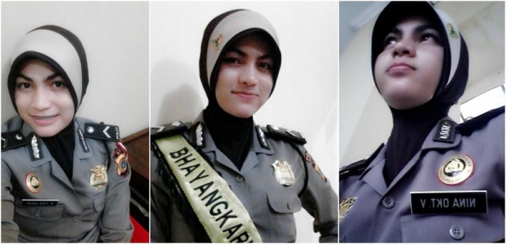 Bripda Nina Anggota Brimob berhijab dari Aceh