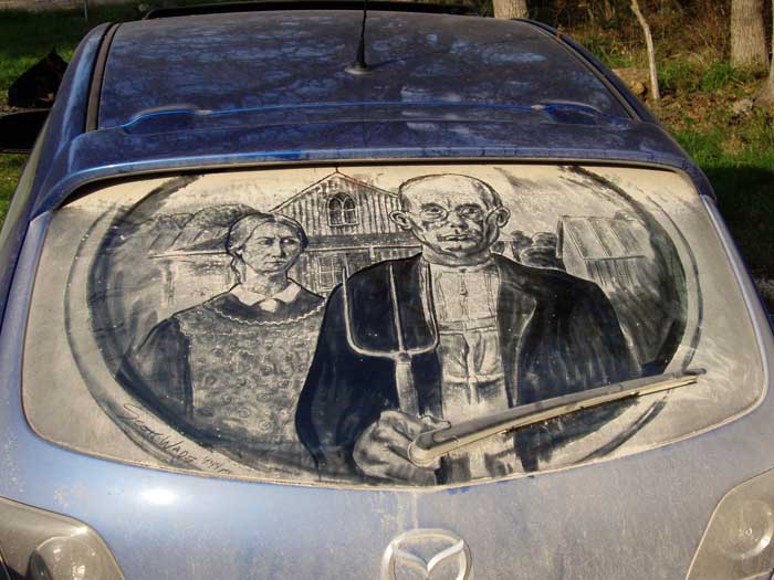 Kreatifitas Tingkat Tinggi... Seni Debu Kaca Mobil....Luar biasa!!