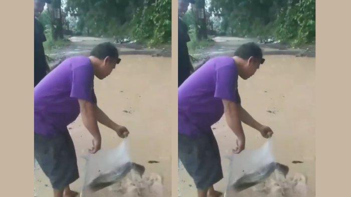 VIRAL Warga Sukabumi Tebar Ikan di Jalan Rusak, Sindir Pejabat: Tong Sibuk Ngonten