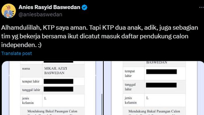 Anies Baswedan Ungkap KTP 2 Anaknya Dicatut Dukung Dharma Pongrekun

