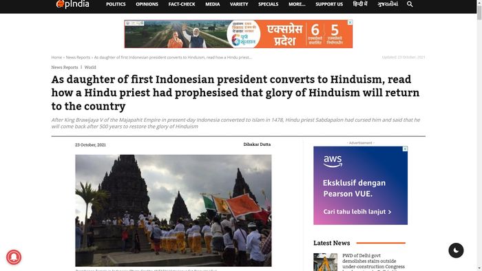 Media India Ini Sebut Indonesia Akan Kembali Berjaya Jika Kembali Ke Hindu