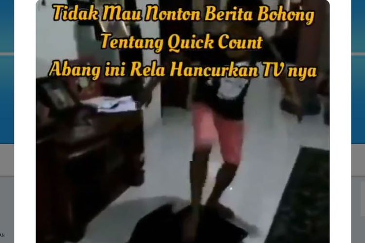 Pria Banting dan Hancurkan TV karena Kesal Prabowo Kalah di &quot;Quick Count&quot;