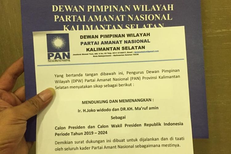 Alasan Utama PAN Alihkan Dukungan ke Jokowi-Ma'ruf di Kalimantan Selatan

