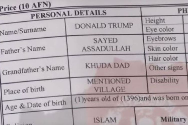 Bayi di Afghanistan Ini Diberi Nama Donald Trump