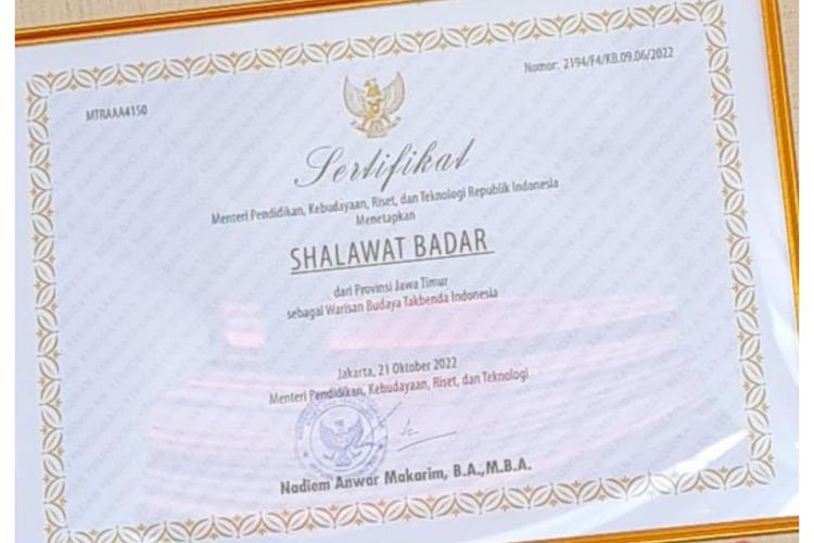 Shalawat Badar Ditetapkan Jadi Warisan Budaya Tak Benda Indonesia