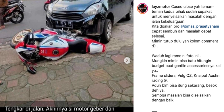 Ga Terima Digeber, Ayla Sruduk Pengendara CBR 1000 RR, Beri Rumah Untuk Ganti Rugi