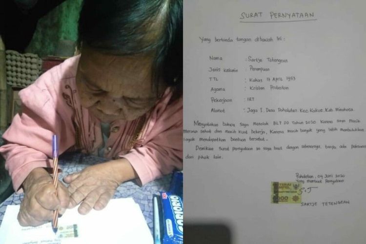 Kabar Viral Nenek 67 Tahun di Minahasa Tolak BLT, Alasannya Bikin Terharu