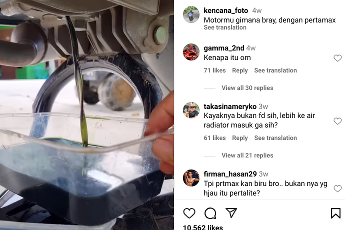 Viral Oli Mesin Berubah Warna Disebut karena Pakai Pertamax, Ini Penjelasan Pertamina