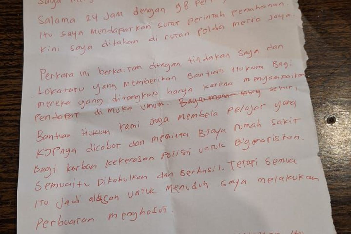 Begini Isi Lengkap Surat Delpedro Marhaen dari Tahanan Polda Metro Jaya