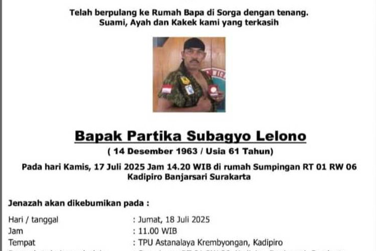 Kopral Bagyo, Tentara Terkuat Itu Kini Telah Berpulang...