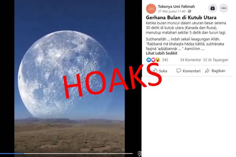 &#91;HOAKS&#93; Video Gerhana Bulan di Kutub Utara Berukuran Besar hingga Menutup Matahari