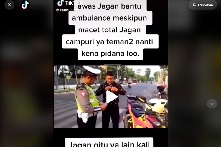  Video Viral Pengendara Motor Ditilang Polisi krn Membantu Buka Jalan untuk Ambulans