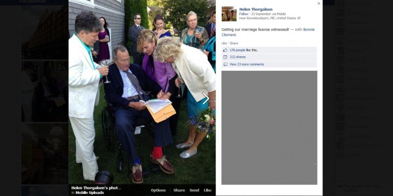 Mantan Presiden AS George Bush Jadi Saksi Pernikahan Pasangan Sejenis