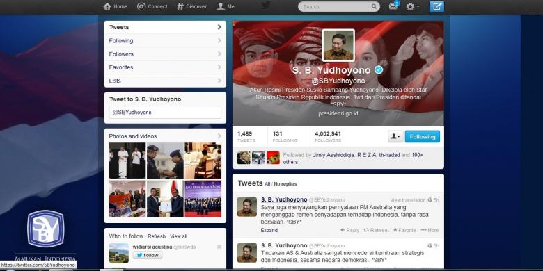 Telepon disadap Australia, SBY protes keras lewat Twitter