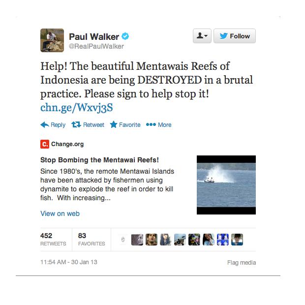 Paul Walker Sempat "Berkicau" tentang Mentawai
