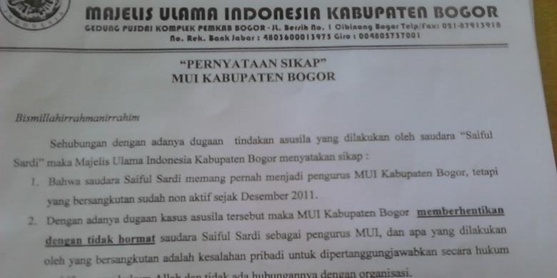 &#91;PLUS PIC N BIODATA PELAKU&#93; MUI Kabupaten Bogor Bicara soal Video Asusila Ulama