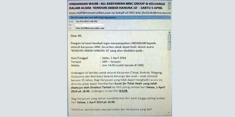 Undangan Karyawan Wajib Ikut Kampanye Hanura Beredar,
