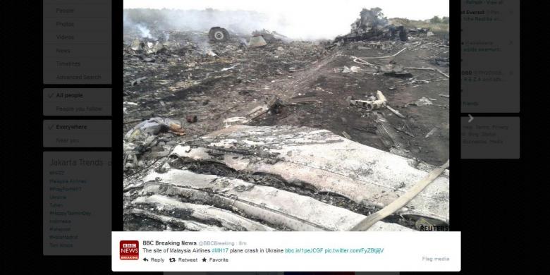 Pesawat Malaysia Airlines 'ditembak jatuh' , 295 tewas termasuk 11 WNI