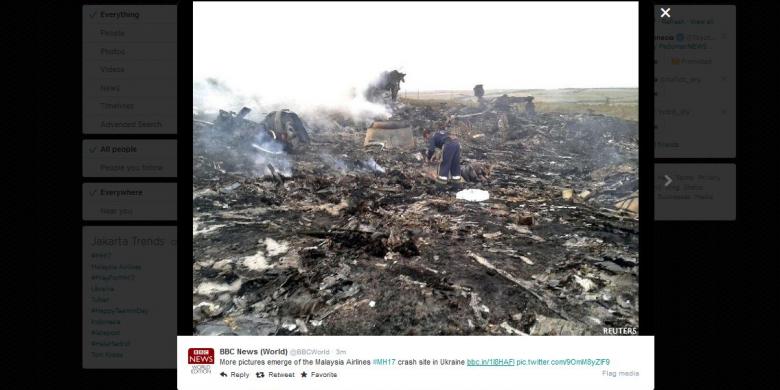 Pesawat Malaysia Airlines 'ditembak jatuh' , 295 tewas termasuk 11 WNI