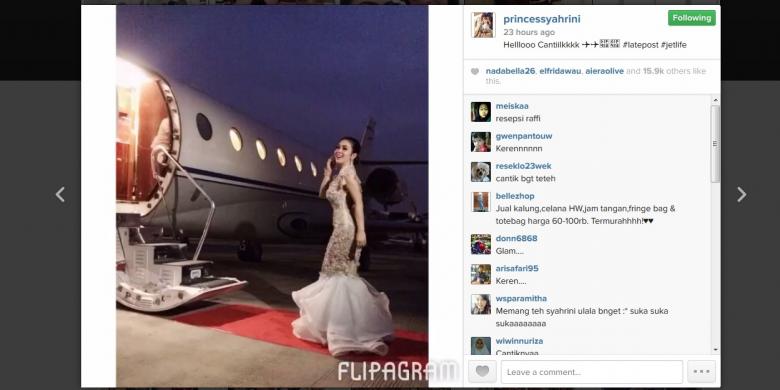 Pamer di Instagram Naik Jet Mewah, Syahrini Ternyata Cuma Mejeng