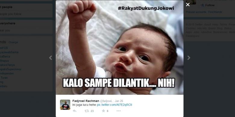 #RakyatDukungJokowi Ramai di Twiter, "Meme" Tolak Budi Gunawan Beredar