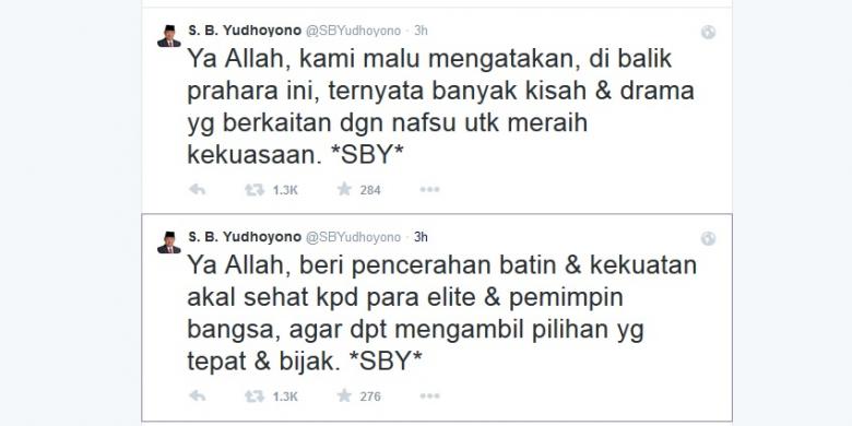 &#91;AMINNN&#93; Berdoa lewat Twitter, SBY Sebut Banyak Drama Terkait Nafsu Raih Kekuasaan