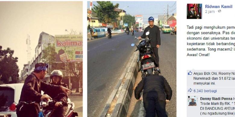 Ridwan Kamil Hukum Pengendara Motor &quot;Push Up&quot; karena Lawan Arah