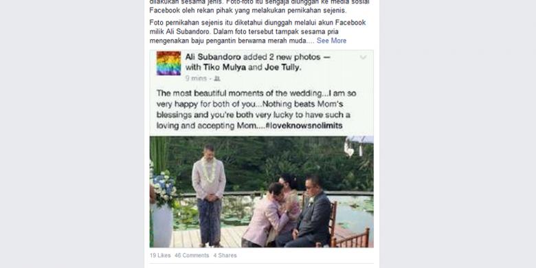 Heboh, Foto Pernikahan Sejenis Diduga Terjadi di Bali
