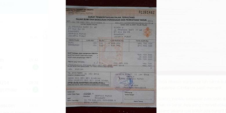 Tanah 150 Meter Persegi dengan NJOP Rp 964 Juta di DKI, Bayar PBB Hanya Rp 0