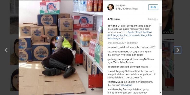 Foto Polwan Tidur di Lantai Minimarket Undang Simpati &quot;Netizen&quot;