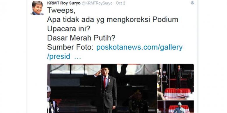 Roy Suryo: Soal Podium Merah Putih Jokowi, Tak Ada Salahnya Saya Bertanya...