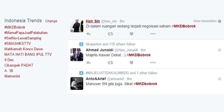 #MKDBobrok Jadi &quot;Trending Topic&quot; di Twitter