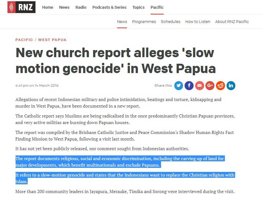 SAVE NKRI! Media Selandia Baru menuduh Umat Islam 'bunuhi' saudara Papua mereka