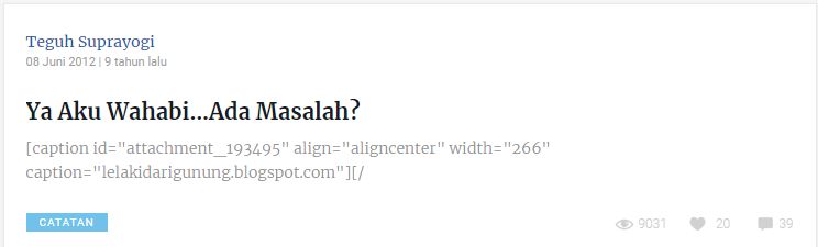 Bangga Jadi Wahabi? Nih Aku Titip Salam