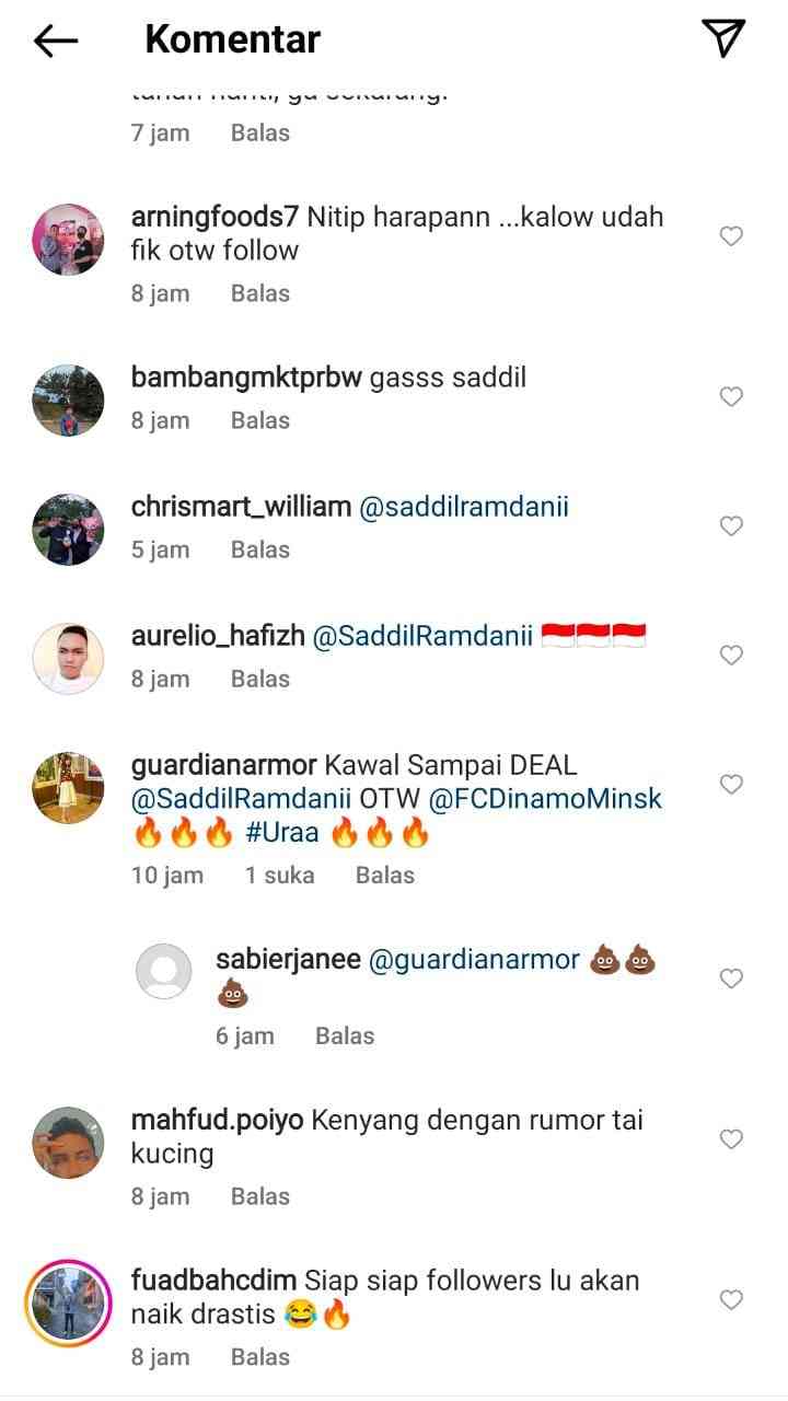 Saddil Ramdani Dikabarkan ke Dinamo Minsk, Netizen Serbu Instagram klub Belarus
