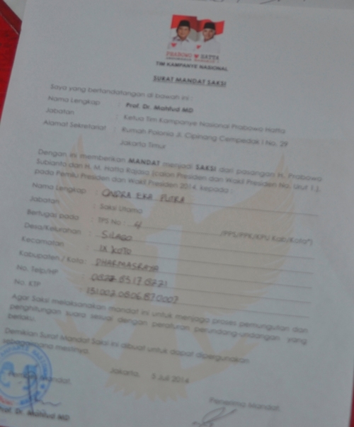 Awal Dari Kekalahan : Jokowi - JK Kalah : Tak Memiliki Saksi di TPS