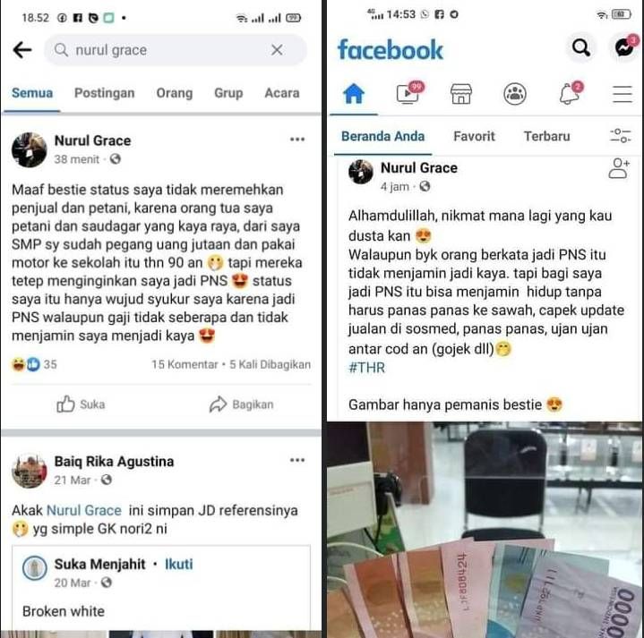 Viral Oknum PNS Sombong Pamer THR, Ejek Petani dan Penjual Olshop