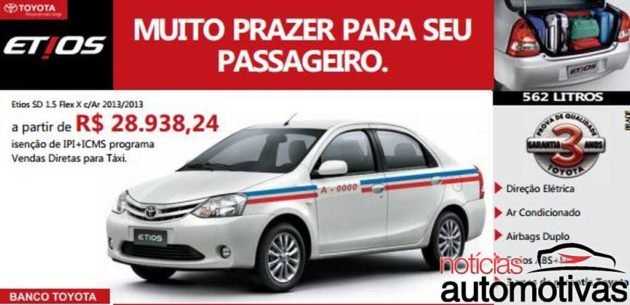Tidak Laku, Toyota Etios Dijadikan Taksi di Brazil