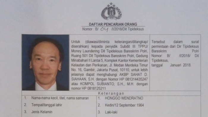 Lenyapnya Buron Mabes Polri Honggo Si Terdakwa Korupsi Rp 37 Triliun