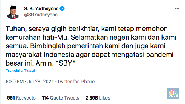 SBY Berkicau di Twitter: Selamatkan Negeri Kami & Kami Semua
