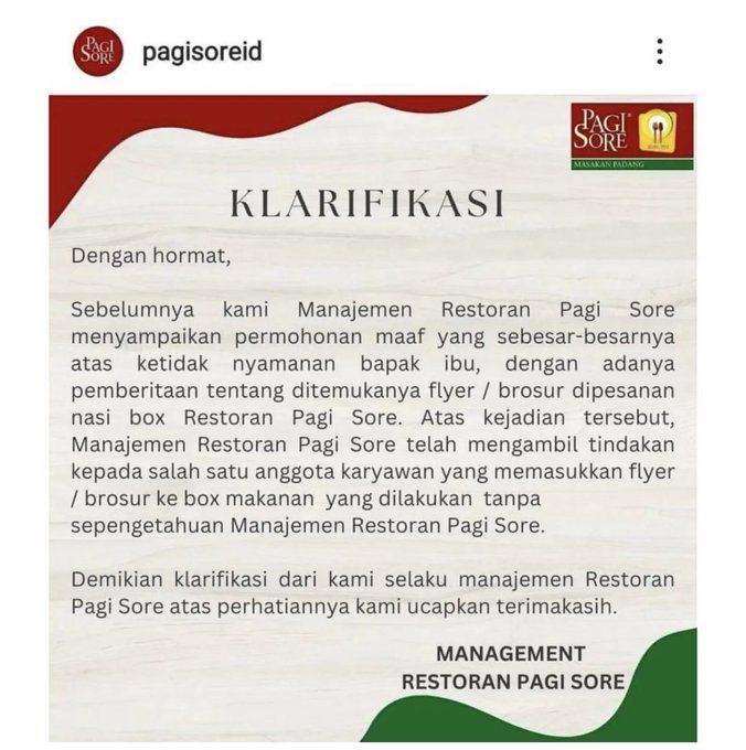 Ada Brosur Anies Baswedan di Nasi Boks, Restoran Pagi Sore Beri Klarifikasi