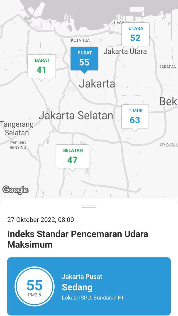 Gunung Terlihat dari Jakarta, Kualitas Udara Jakarta Ada di Level Baik-Sedang